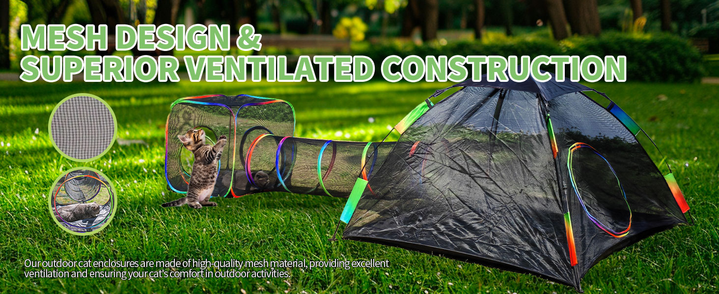 Клітка для котів Homegroove 4-в-1, набір для котів на вулицю з наметом та тунелем, для дрібних тварин