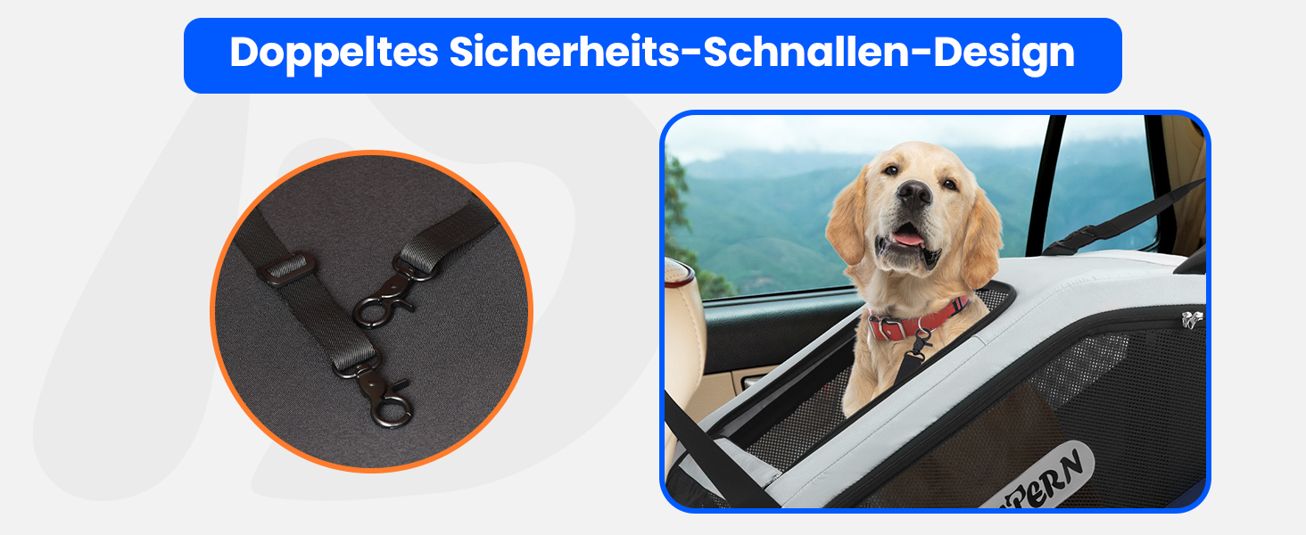 Складана переноска для собак у машину та в подорожі, портативна сумка-переноска для маленьких та середніх собак, швидке складання за 1 хвилину, міцна металева рама, дихаючі сітчасті вікна та зручний доступ (Блакитна)