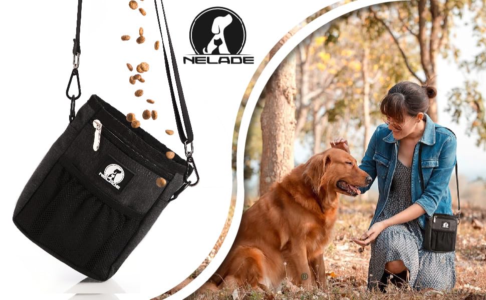 Мішок для ласощів для собак - міцний та водовідштовхуючий аксесуар для прогулянок та тренувань (чорний, Black Edition)