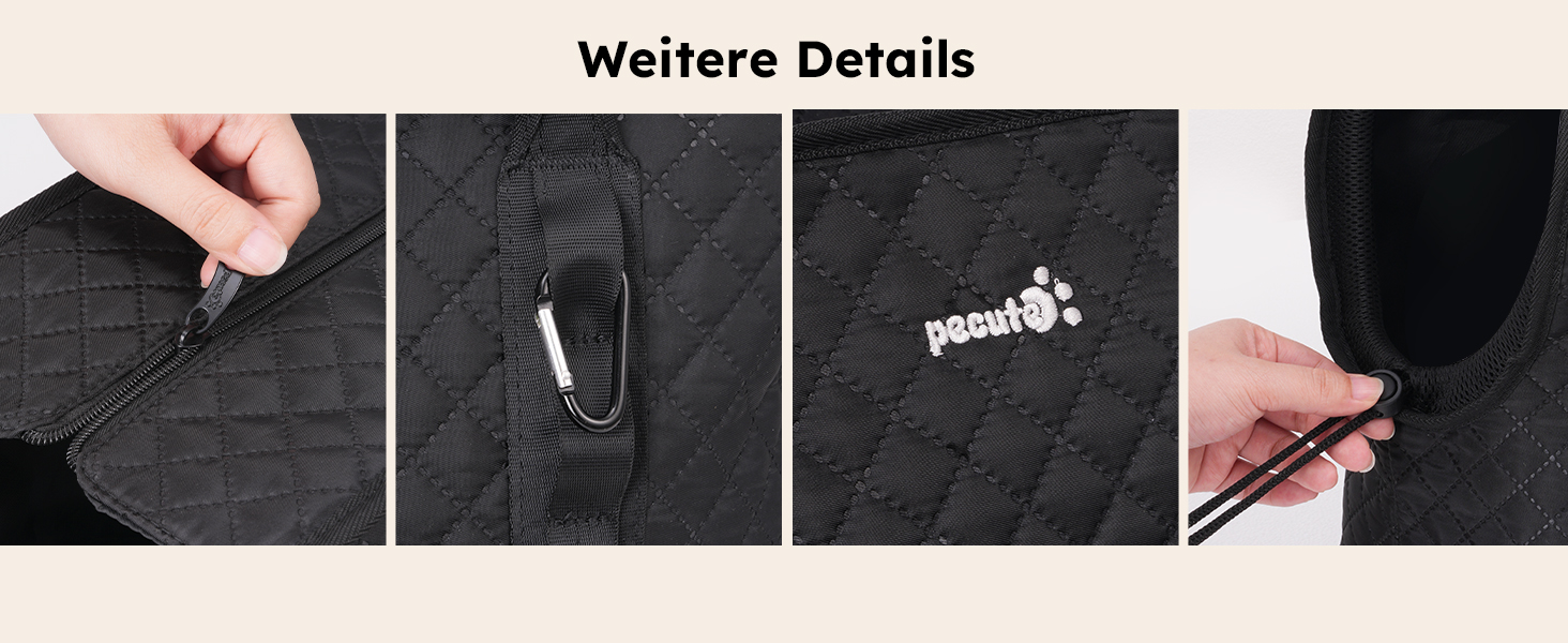 Транспортна сумка для собак Pecute, чорна XL, до 6 кг, 43x35x20 см