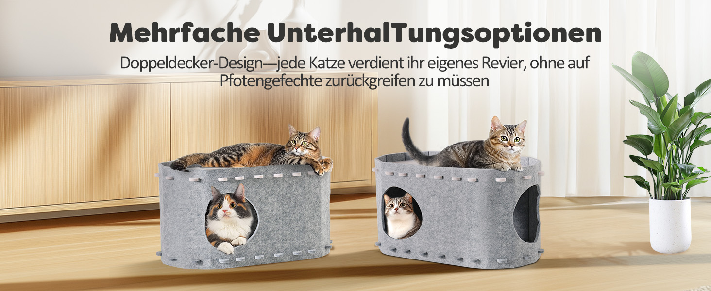 Кігтеточка-будиночок для котів Solview з фетру, сіра, 58x33x30 см