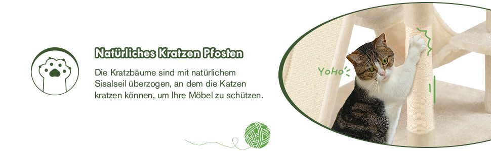 Декілька рівнів, гамак та кошики: кігтеточка MUTICOR для великих котів, 168 см, бежева