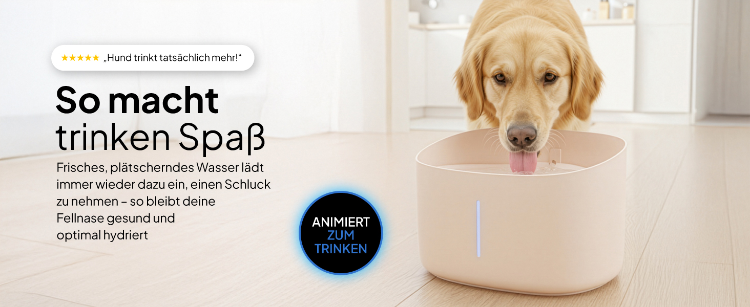 Джерело питної води для собак Pretty PAW® 7л з LED та фільтром | Безпечний, тихий, легко чистити | Білий