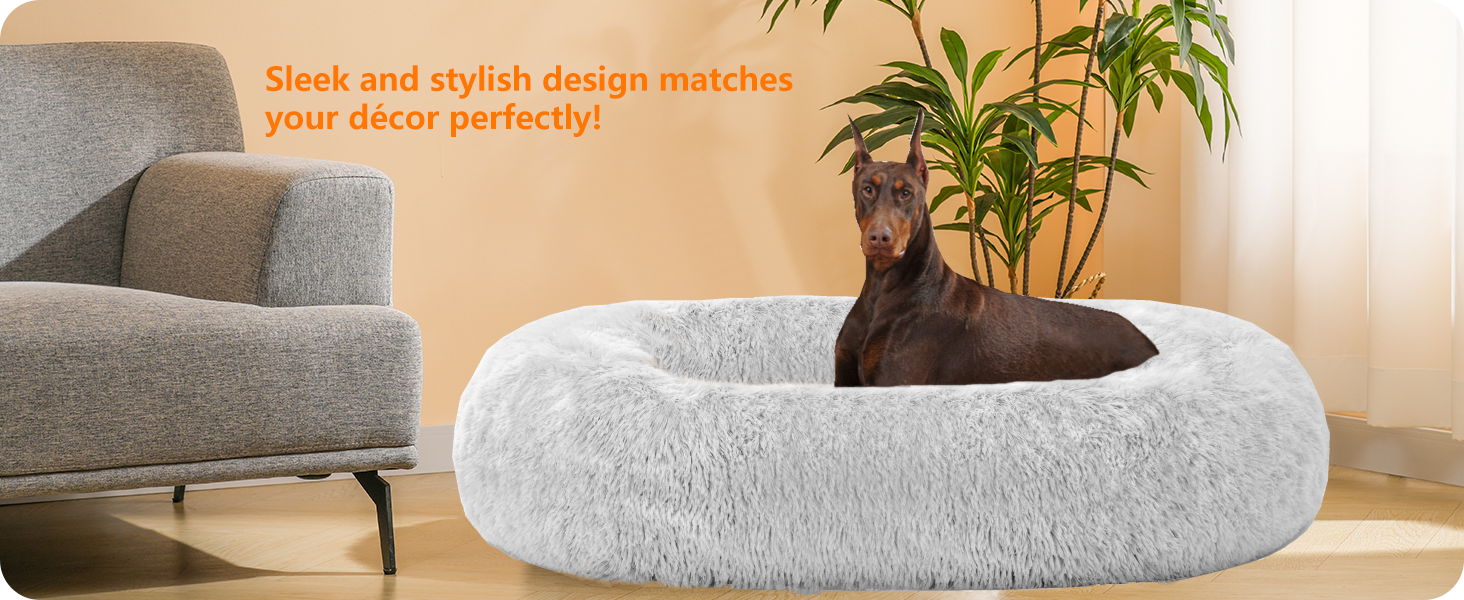 Ортопедичне ліжко для собак, кошик для собак, диван для котів, м'яке ліжко-донат, 120 см, сірий