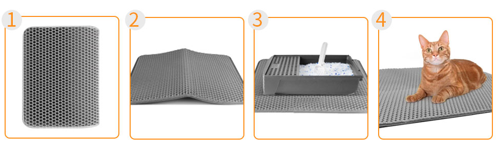 Килимок для котячого туалету Asoway Katzenklo 80x60 см, вологостійкий, з антиковзаючим покриттям, двошаровий, з дизайном стільових сот