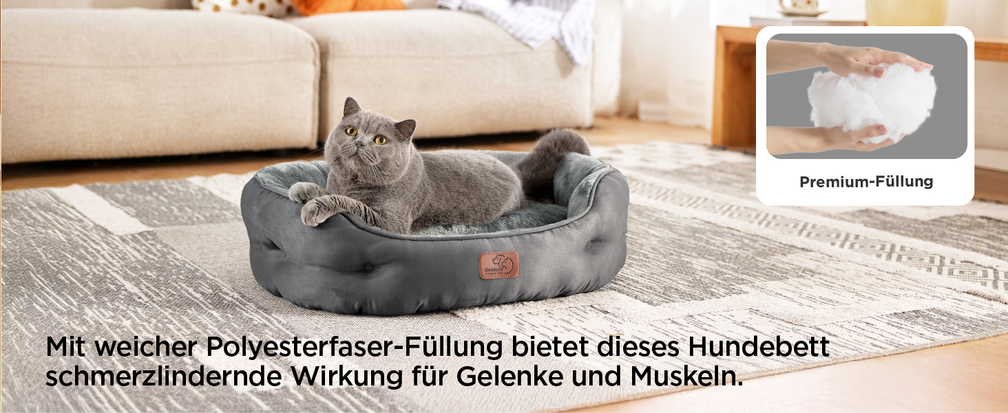 Ліжко для котів BEDSURE, рожеве, 51x48x15 см - м'яке, миється, для котів та маленьких собак