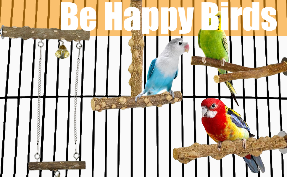 Набір з 9 дерев'яних перекладин Allazone для птахів, гойдалки для папуг, аксесуари для клітки (стиль 4)