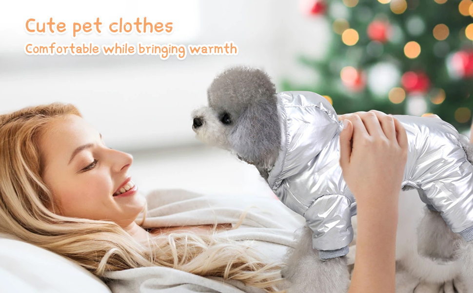 Водонепроникний теплий одяг для собак PETCUTE: куртка з капюшоном для малих, середніх та великих собак, срібно-білий, 2XL