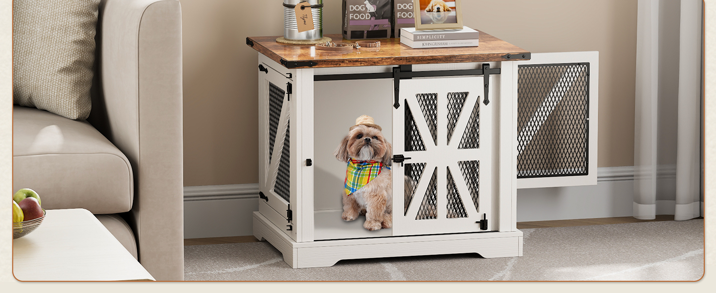 Клітка для собак, 73 см, дерев'яна будка для собак, клітка для собак для дому, посилене виконання, захист від укусів, розмір 73x51x60 см, білий колір