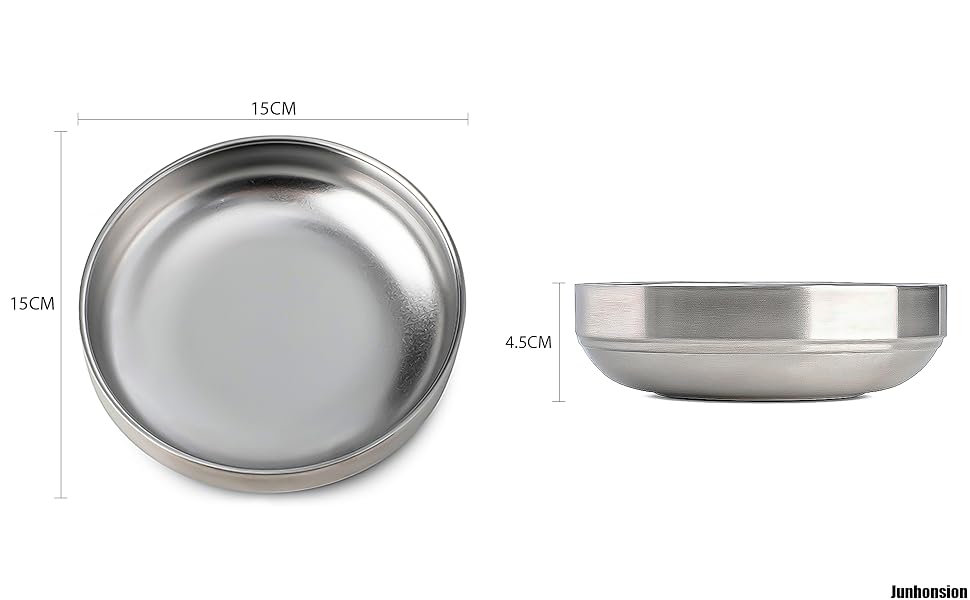 Миски для котів з нержавіючої сталі, широкі та плоскі (2 шт., 15 см)