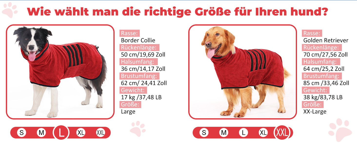 Рушник для собак з мікрофібри, рушник для собак середніх та великих порід, швидковисихаючий, рушник для собак з клямками (Dunkel XXL) (2XL, Червоний)