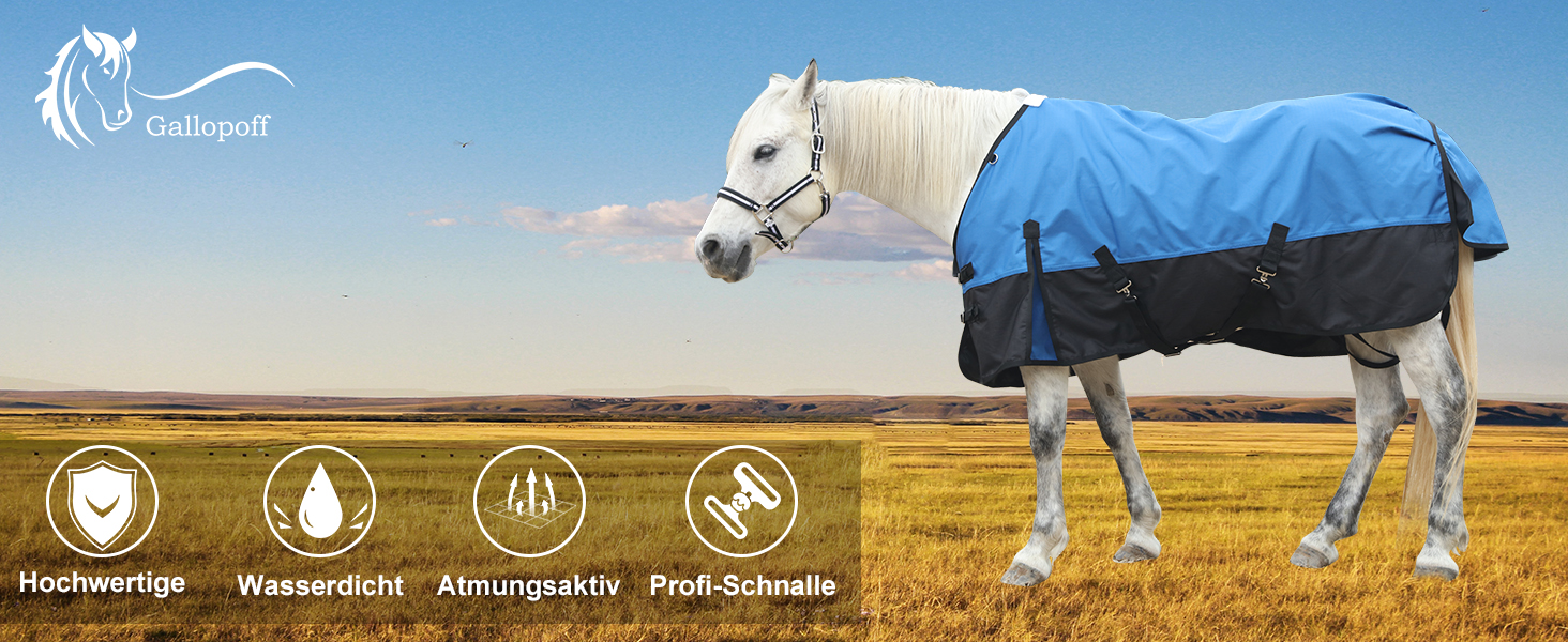 Водонепроникна попона-дожник для коней 1200D, дихаюча легка накидка без наповнювача (0г), чорно-синя, 165 см