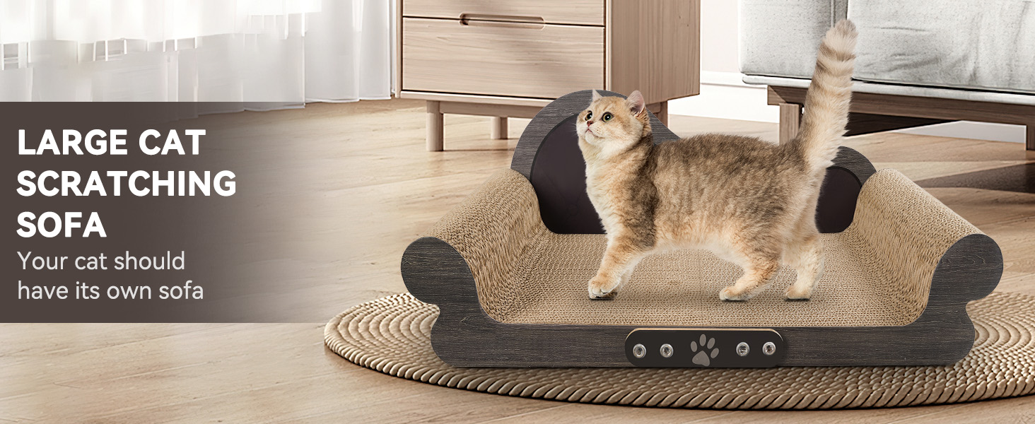 Кігтеточка для котів XXL, 68 см, килимок з дизайном дивану, з щільного гофрокартону для відпочинку та ігор