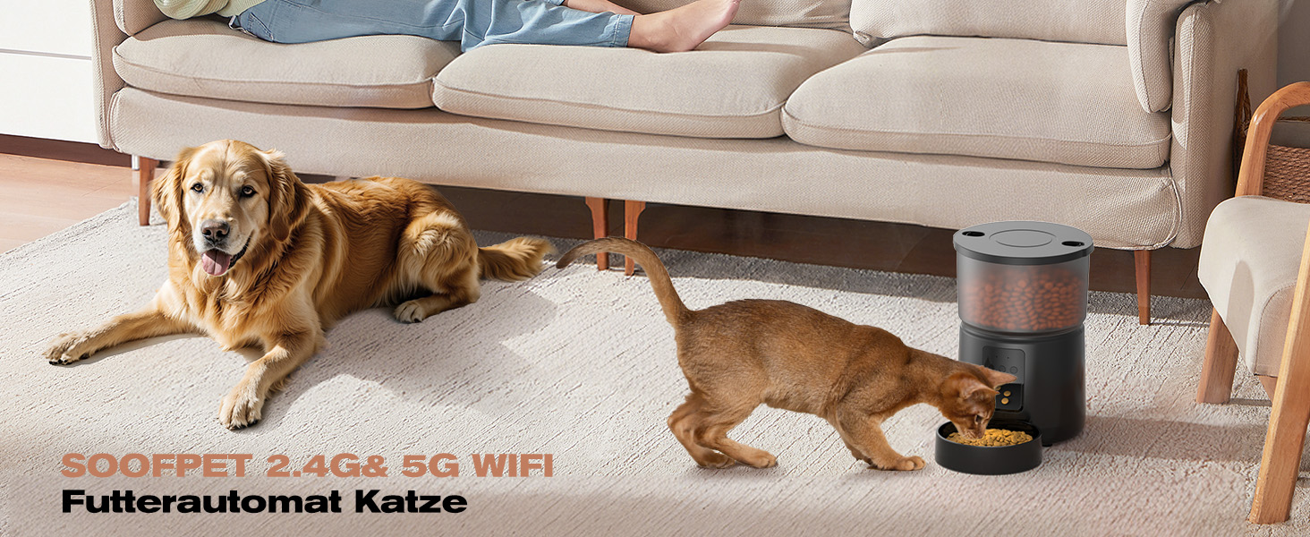 Автоматична годівниця для котів та собак SOOFPET з WiFi (2.4G/5G) - дозатор сухого корму для домашніх тварин