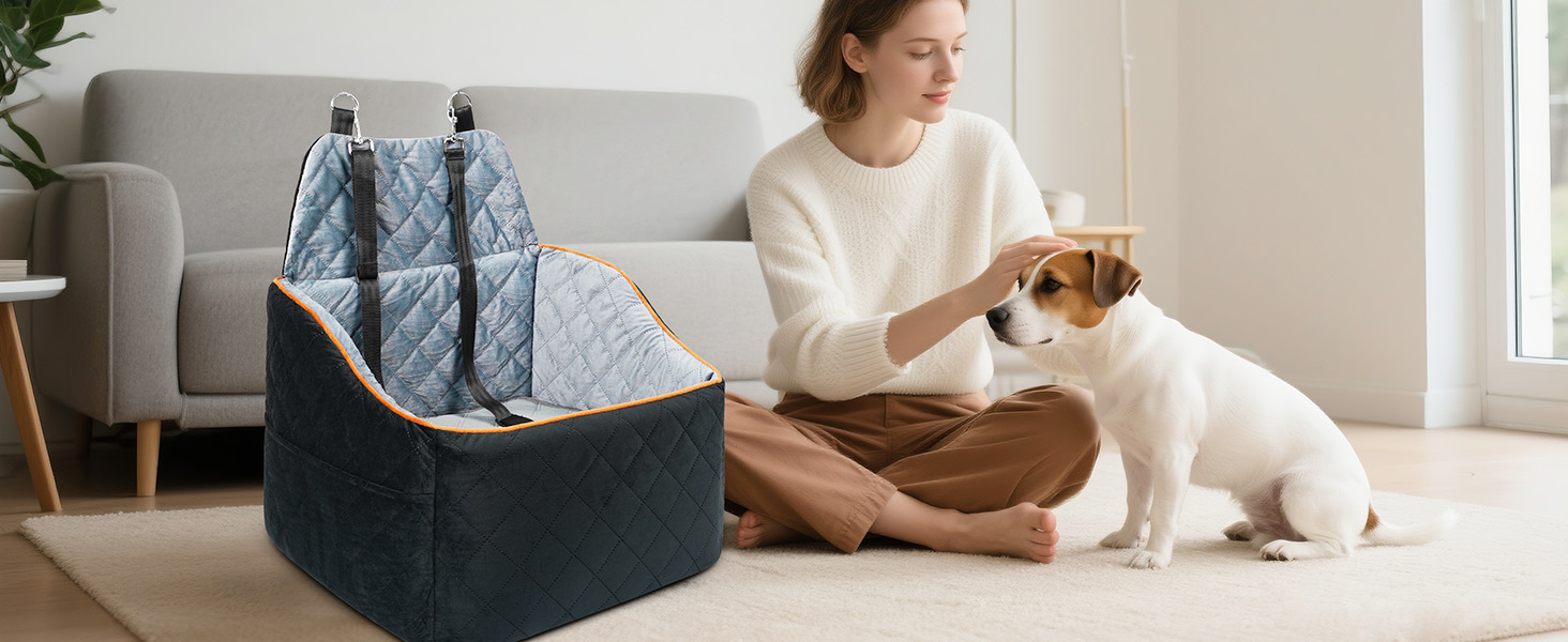 Автомобільний собачий сидіння для собак великих та середніх порід до 45 кг, знімний та пральний, з безпечними ременями та неслизьким дном для заднього сидіння авто