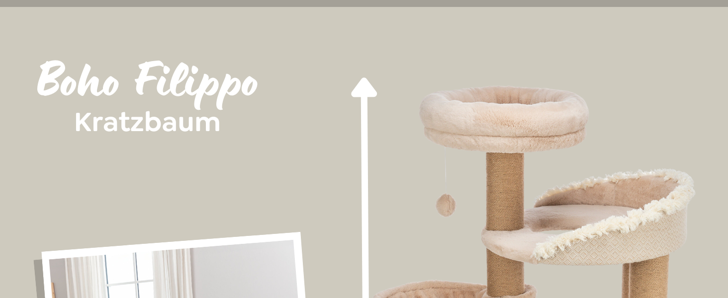 Кігтеточка TRIXIE Boho Filippo 114 см – багатоярусна кімната для котів з місцями для дряпання та іграми, затишні та стабільні місця для відпочинку – 44474