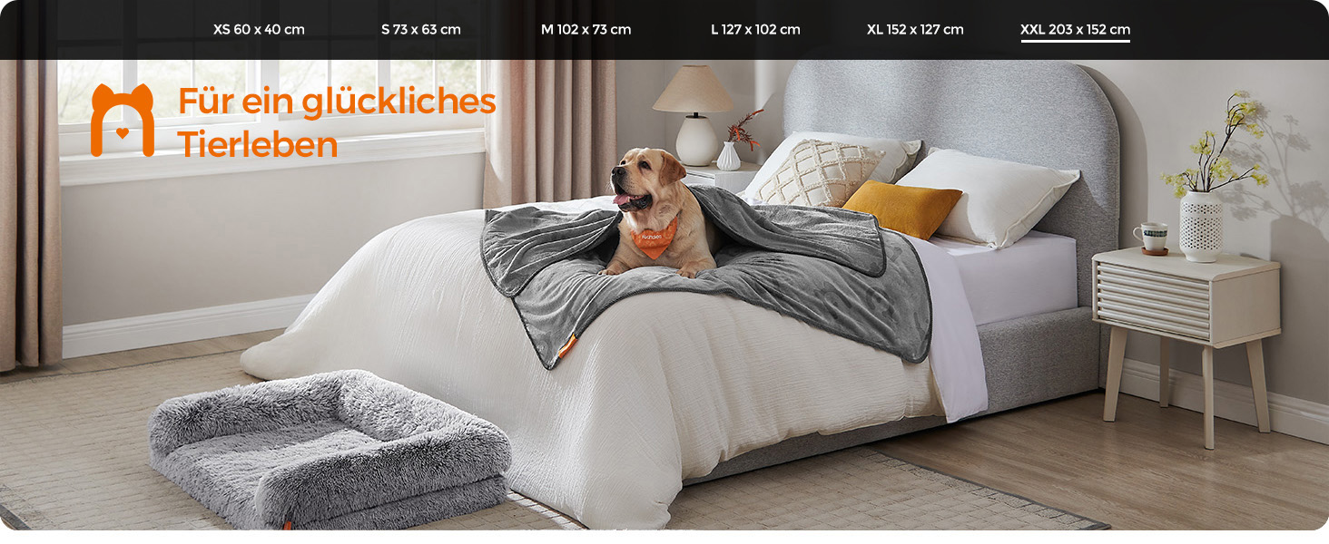 Набір з 3-х простирадл для собак Feandrea, 152x127 см, фланель, сірий, для середніх та великих собак, захист дивану