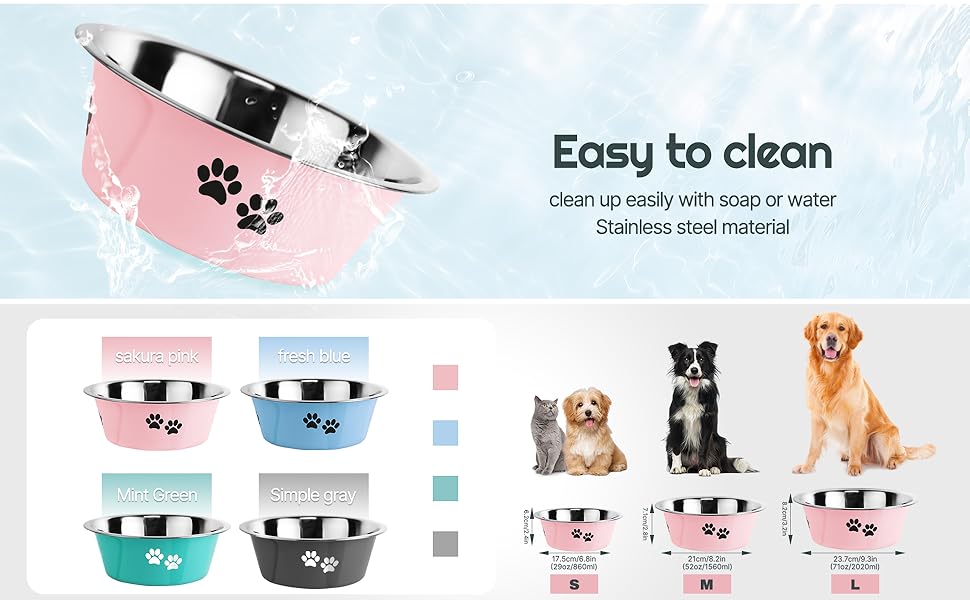 Набори мисок для собак та котів SUOXU з нержавіючої сталі (860 мл, 2 шт.) з антиковзною основою - рожевий