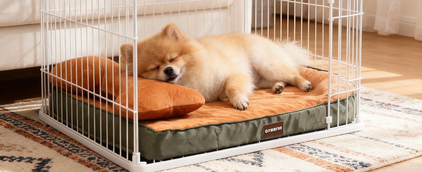 Ортопедичне ліжко для собак з пральним покриттям, водонепроникне подушка для собак з піною з пам'яті та знімний підголівник для підтримки голови та суглобів, неслизьке дно для середніх та великих собак, розмір: 89 x 56 x 20 см, помаранчеве