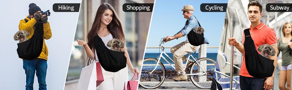 Транспортна сумка для собак та інших домашніх тварин Lyneun, регульована, дихаюча, для прогулянок та активного відпочинку (чорна)