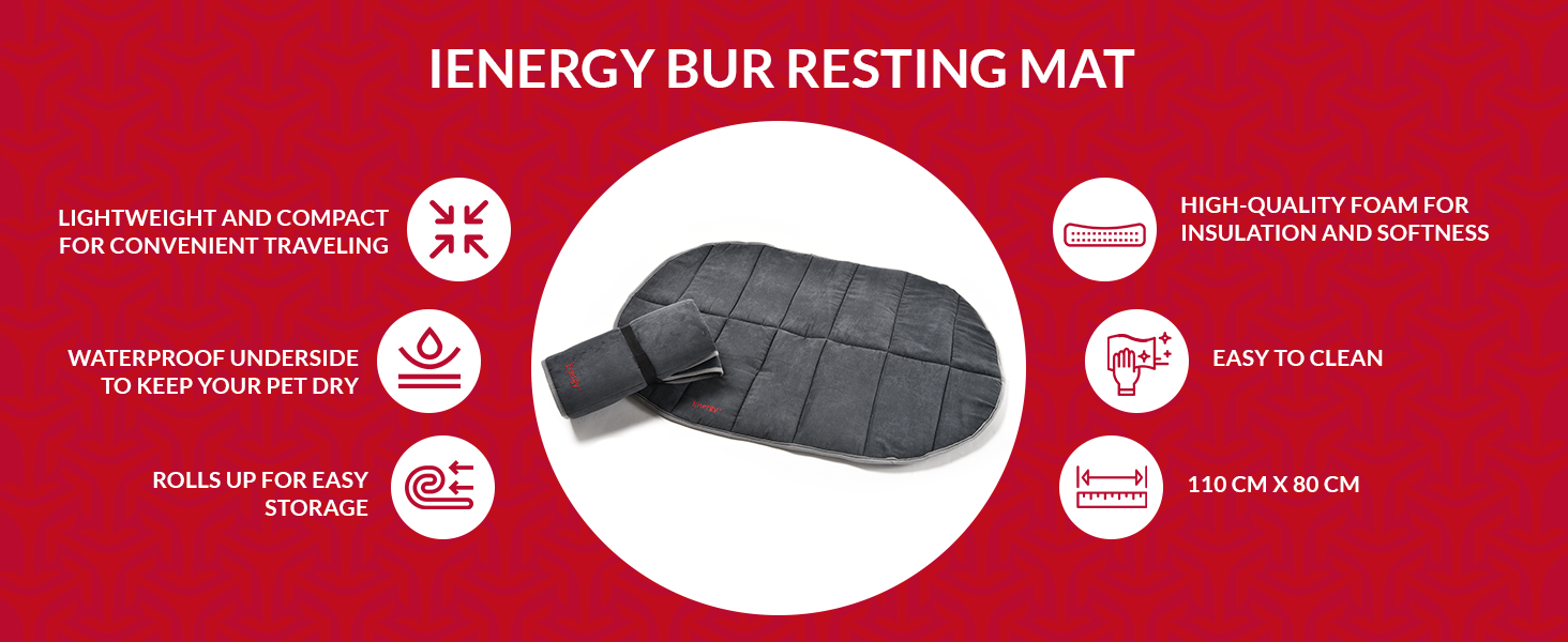 iEnergy™ BUR килимок для собак, лежанка для собак 110x80 см, універсальний розмір, для подорожей та відпочинку