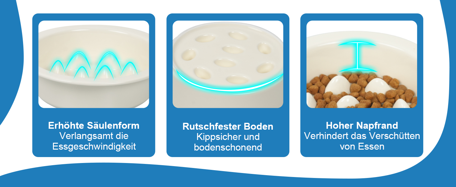 Миска для собак Slow Feeder з антиковзким покриттям, кераміка, для маленьких та середніх порід