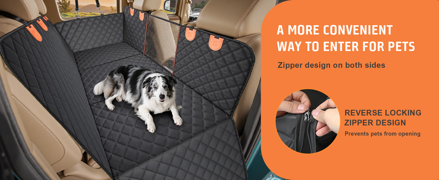 Накладна на сидіння автомобіля для собак Gimars, 157x137 см, велика, зносостійка, водовідштовхувальна, універсальна, з передньою кришкою та оглядовим вікном (чорний&оранжевий)
