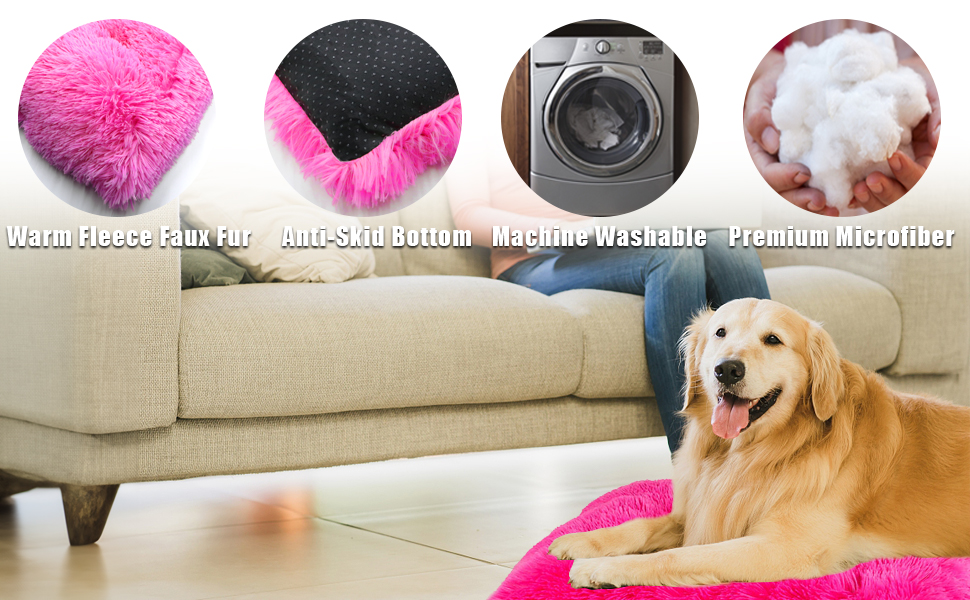 Крісло-ліжко для собак та котів LIVEINU з штучного хутра, рожеве, XL (94x63x10 см)