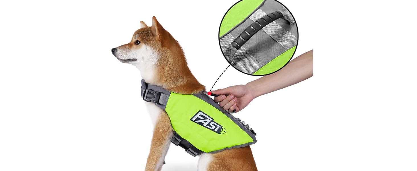 Світловідбиваюча жилет для плавання собак Kajile, зелений, M