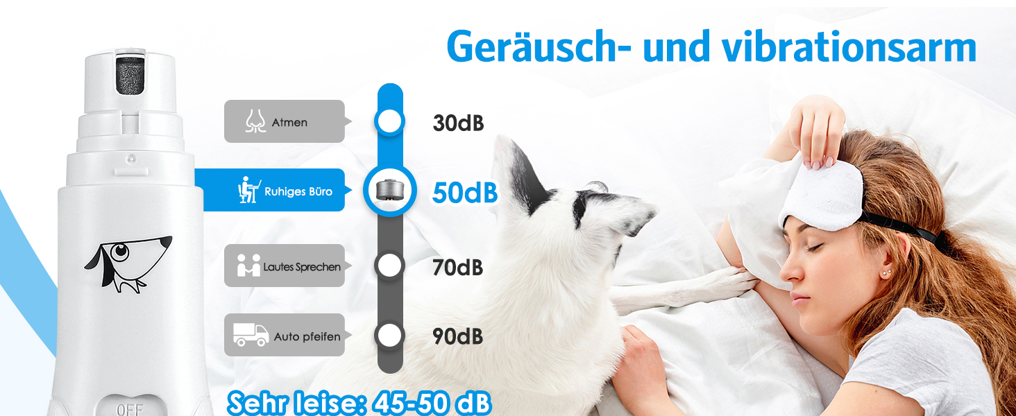 Електричний шліфувальник для собачих кігтів Brifit, тихий, для собак, котів та інших тварин, білий/сріблястий