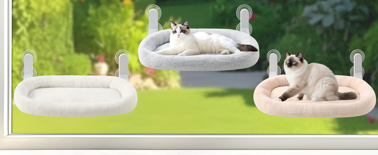 Кішка лежанка на вікно GUUSII HOME: розкладна, з 4 присосками, біла