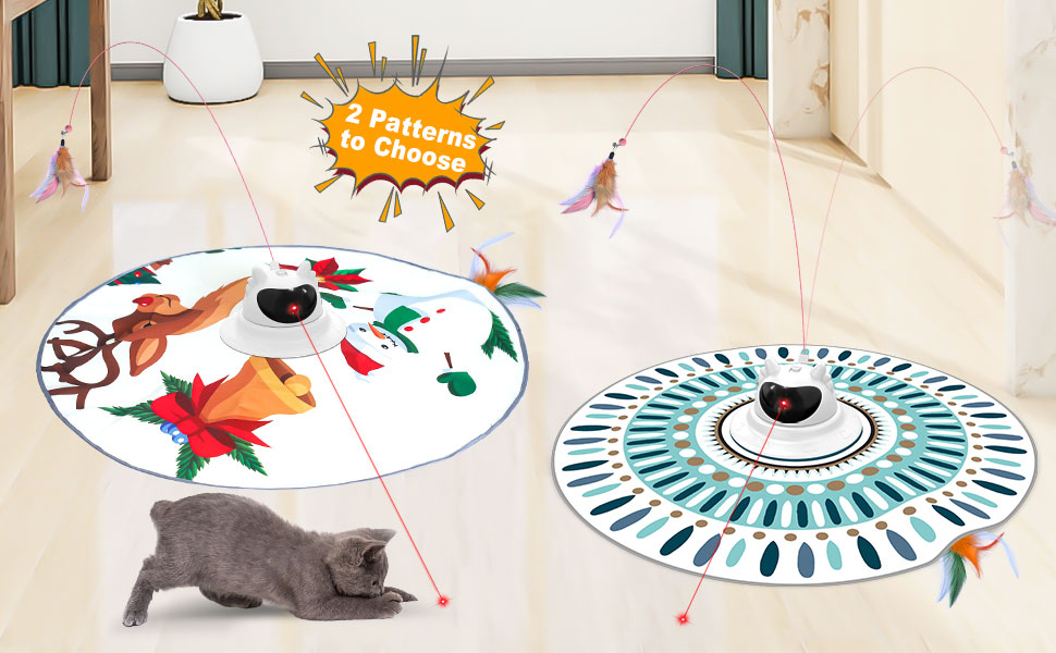 Інтерактивна іграшка для котів 3-в-1 Spessn: хованки, пір'я, лазерний вказівник. Електрична іграшка-головоломка для котів будь-якого віку. Біло-червоний колір, Ximi