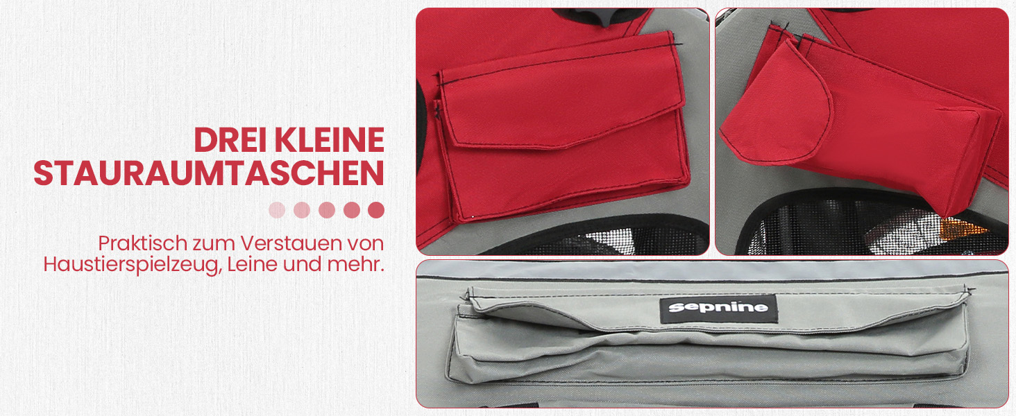 Фарм-причіп для собак SEPNINE® - складаний, до 30 кг, з підсумком та рефлекторами