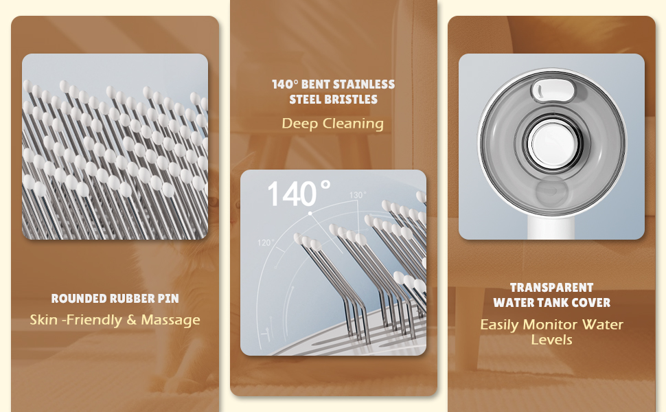 Бурштук для котів з парою 4-в-1: чищення шерсті, видалення ворсу, для собак та котів (білий)