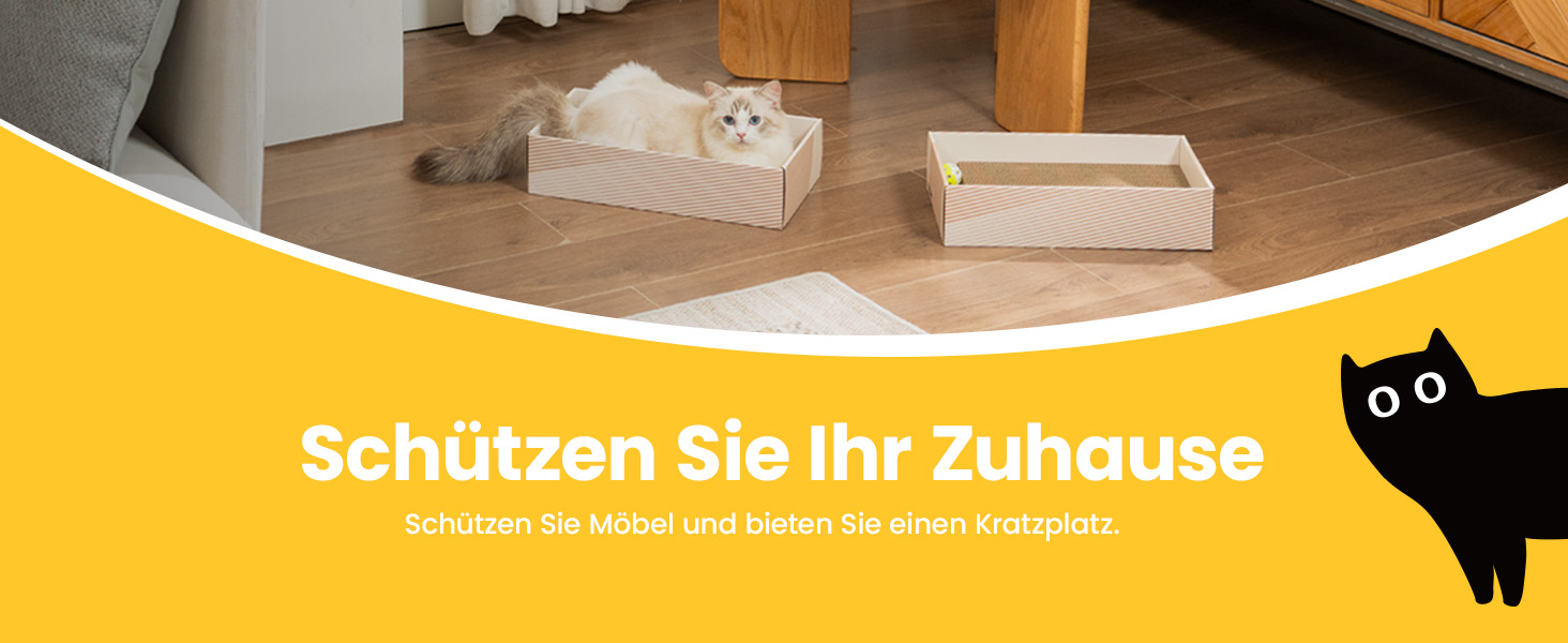 5-Piece Cat Scratch Box Set from Conlun: Large, Double-Sided Design, Interactive Openings, Durable Scratch Pad, Furniture Protector (White)