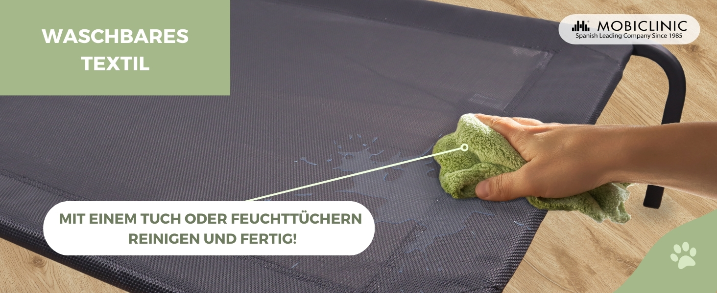 Mobiclinic® Cleo: Підвищене ліжко для собак, ізольоване, 122x71x21 см, чорне