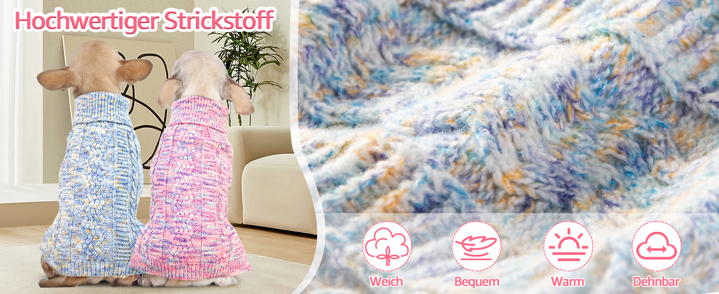 Пуловер для собак SlowTon, теплий зимовий пуловер з коміром-горловиною для дрібних та середніх собак, блакитний, XL