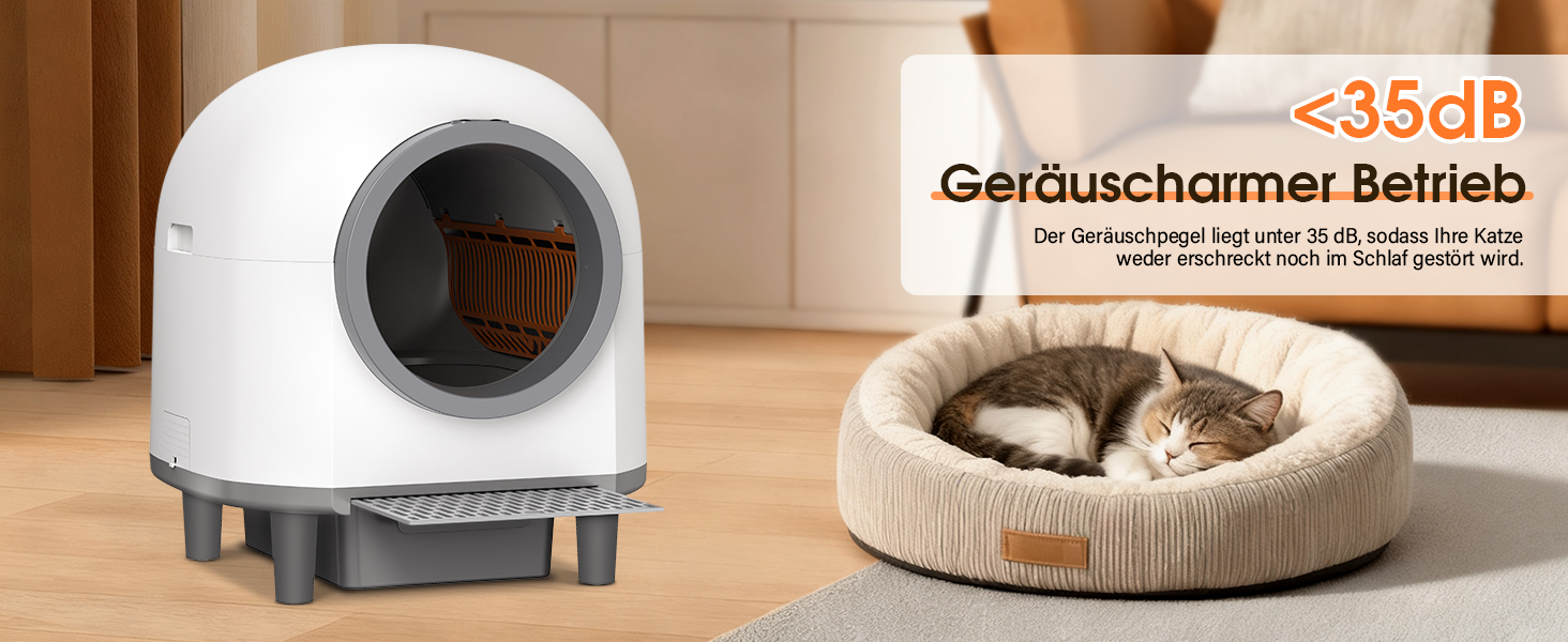 Автоматичний туалет для котів XXL, 80 л, самоочищення, керування через додаток, датчики безпеки, нейтралізація запаху, система безпечного зупинення, білий