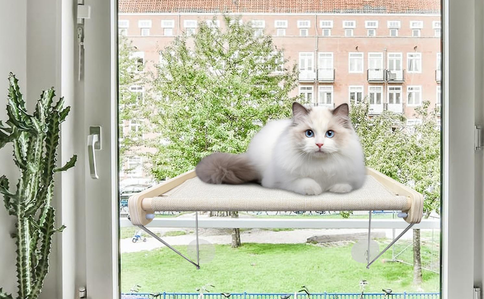 Ліжко-гамак для котів на вікно, платформа-поличка, місткість до 18 кг, ідеально для сну, ігор та відпочинку, металева кріпильна конструкція