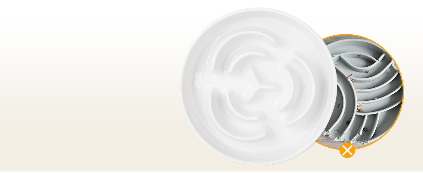 PETTOM Миска для собак протиковтання, кераміка, Ø 21 см, для великих та малих собак, Slow Feeder, білий