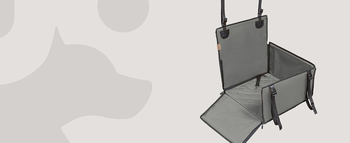 Автокрісло для собак Wuglo Extra Stabiler – безпечне та водонепроникне, до 12 кг, сіре