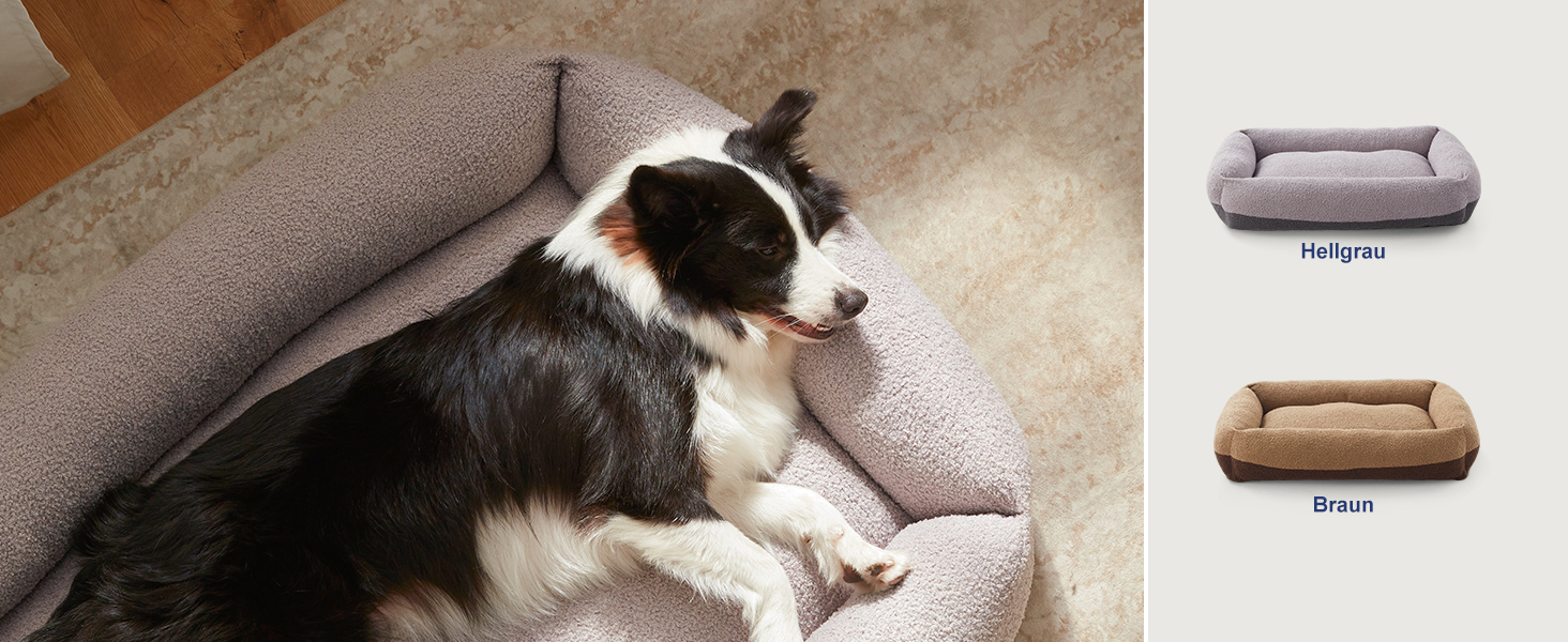 Крісло-лежанка для собак великих порід, XXL, світло-сіре, 106x76x20 см, знімний чохол, неслизьке, з підковою для шиї