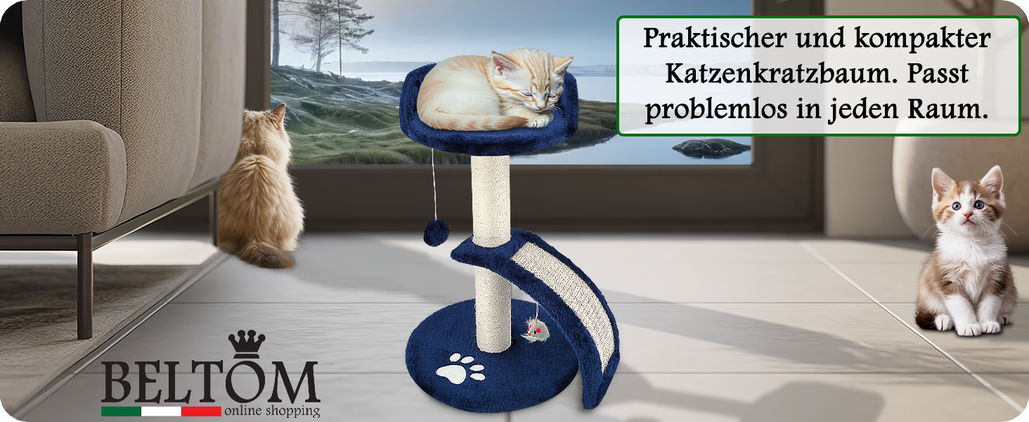 Дерев'яний кігтечка для котів Beltom® Kratzbaum, 54 см, блакитний