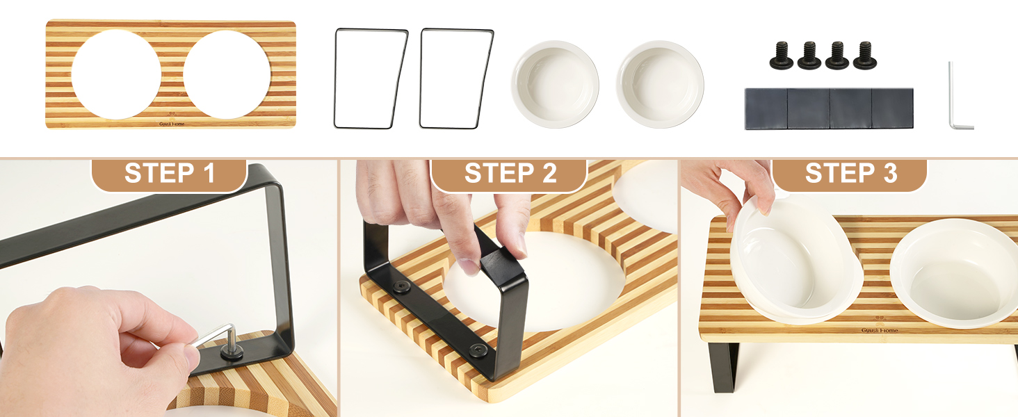 Підвищена годівниця для котів GUUSII HOME: керамічний набір для їжі та води | Ергономічна годівниця для котів з піднятою платформою