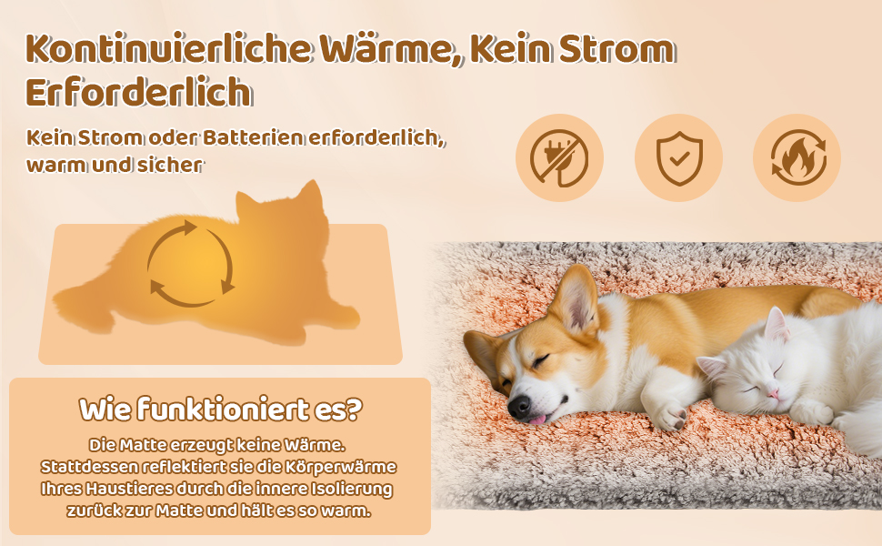 Самогріюча котяча/собача ковдра 115x72 см - XL, велика, флісова, без електроенергії, для дому та вулиці, знімна, миюча