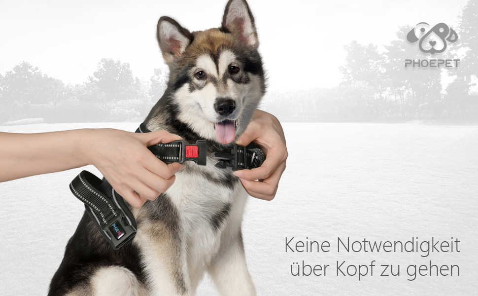 Шлейка для собак PHOEPET No Pull, чорна, L - регульована, з контролем, для прогулянок