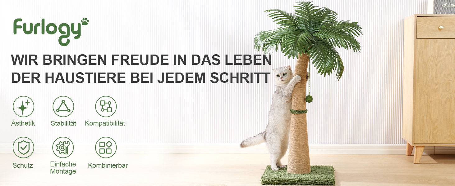 Котяча кігтеточка Furlogy, 92 см, з мотузкою та іграшками, для дому