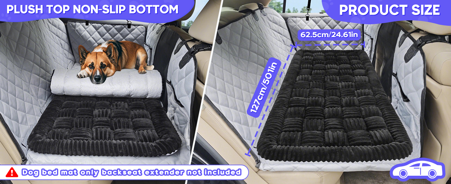 Килимок для собак у машину Loiion, захист заднього сидіння, чорний, 127x62.5 см