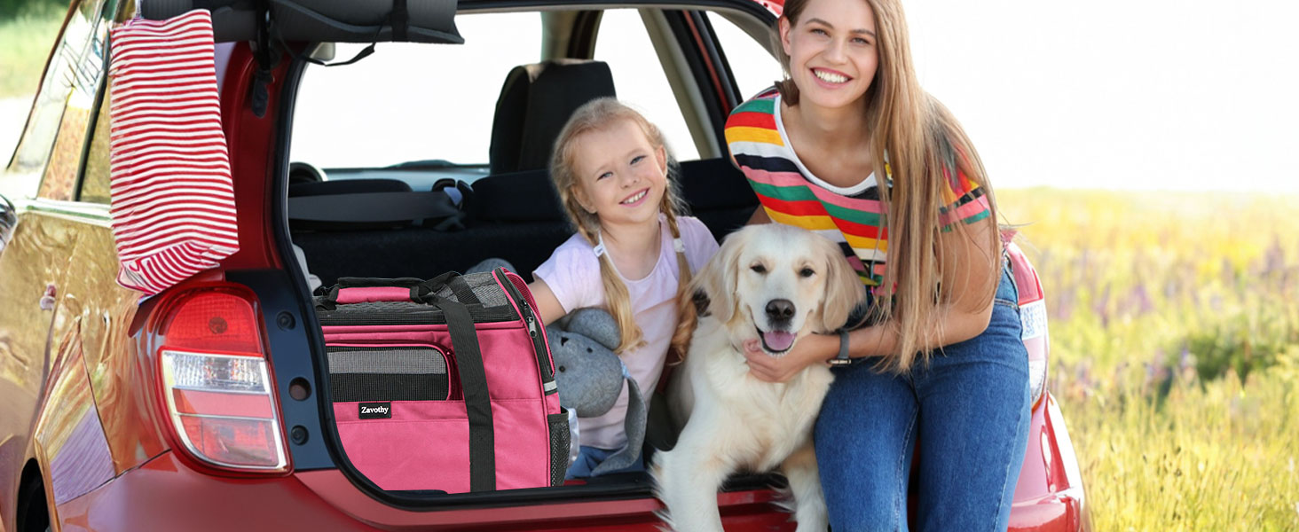 Транспортна сумка для котів та собак Zavothy, рожева, розмір M, з м'яким матрацом та регульованим ременем