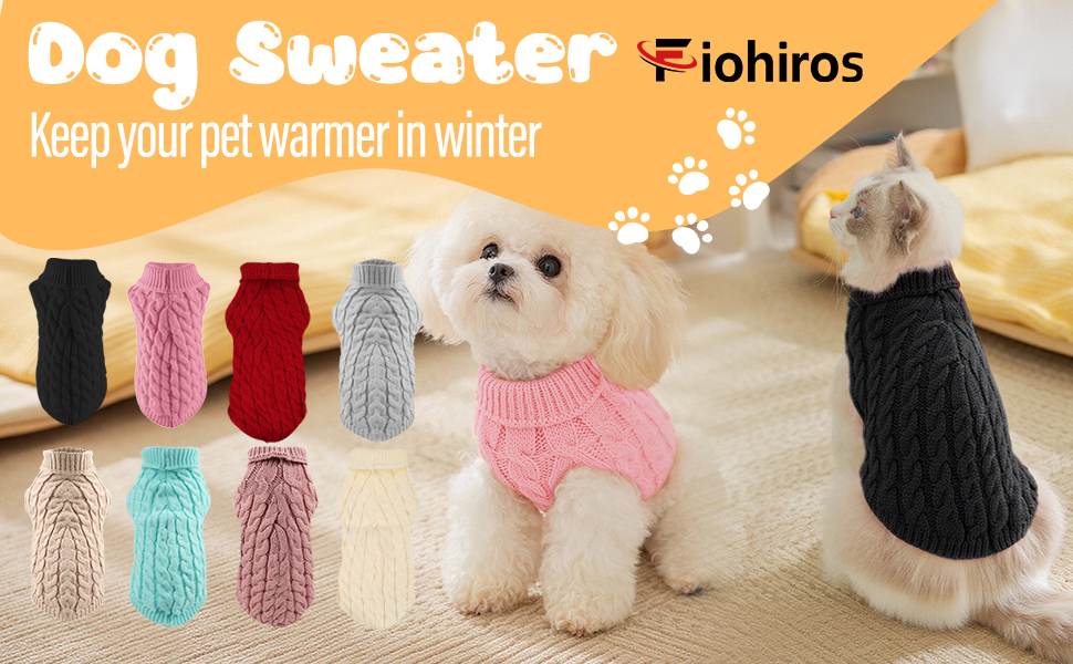 Теплий пуловер для собак маленьких порід (білий + червоний, 2 шт., M)